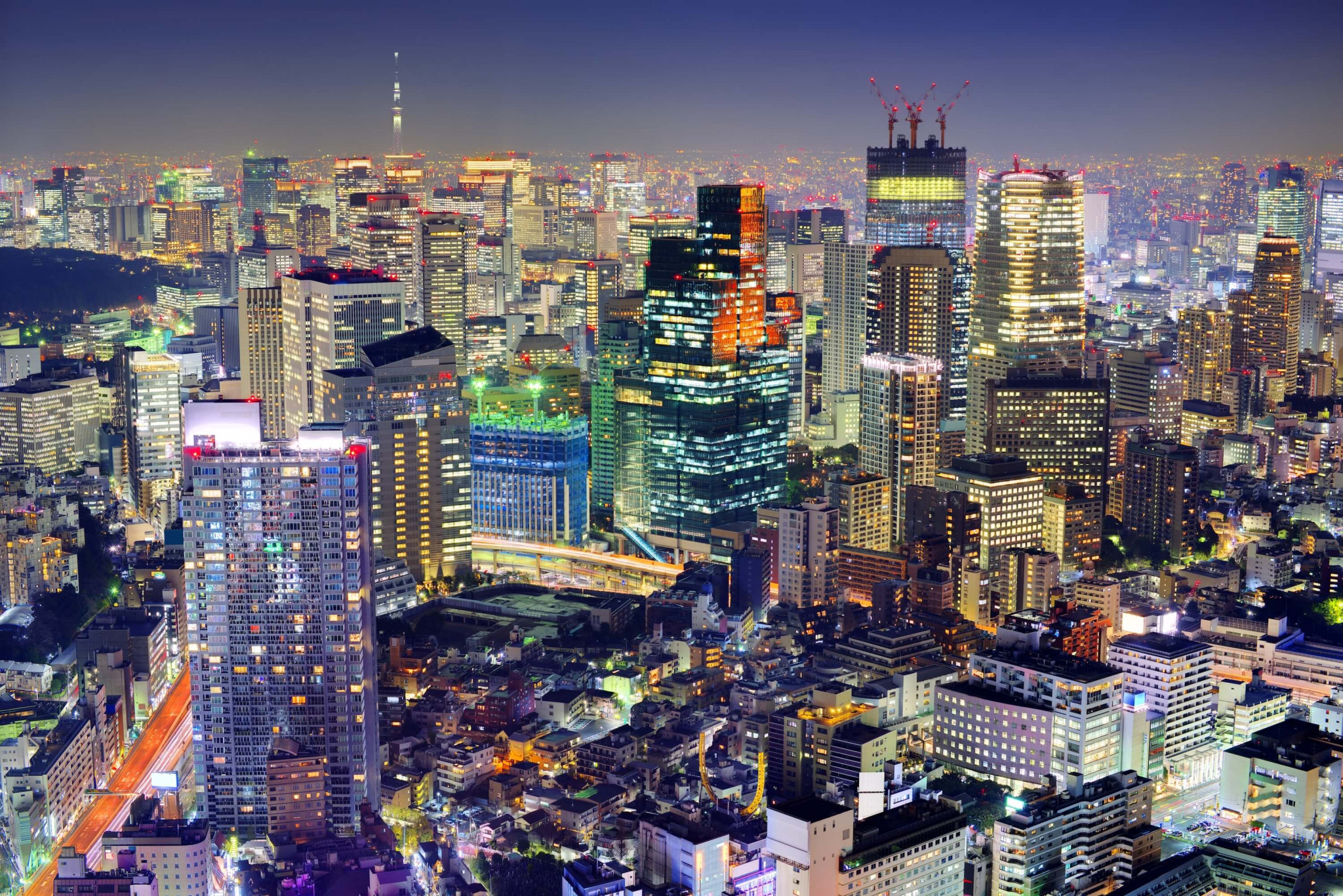 night view across tokyo skyline